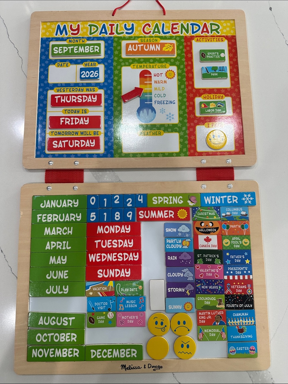 Melissa & Doug My Magnetic Wooden Daily Calendar Board